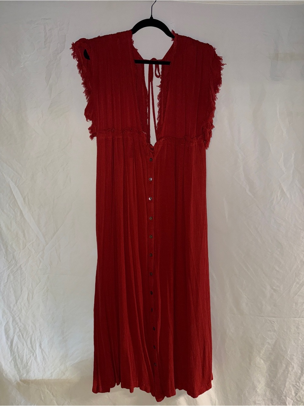 Red Button-Front Women’s Dress